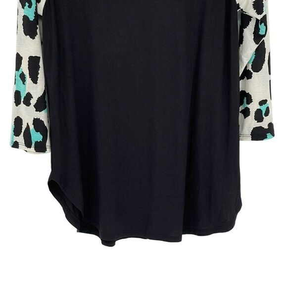 P & Rose Leopard Print Top Black Women Small T1219 - Picture 9 of 10